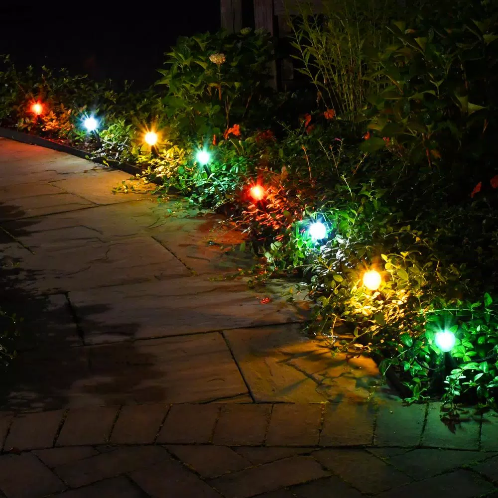 Christmas Lights LUMABASE 2.5 In. Round Solar Pathway Color Changing String Lights (8-Light) 2 Christmas Lights LUMABASE 2.5 In. Round Solar Pathway Color Changing String Lights (8-Light) - Image 2