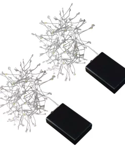 Christmas Lights LUMABASE 5 Ft. 100-Light LED White Firecracker String Lights With Silver Cord (2-Pack)