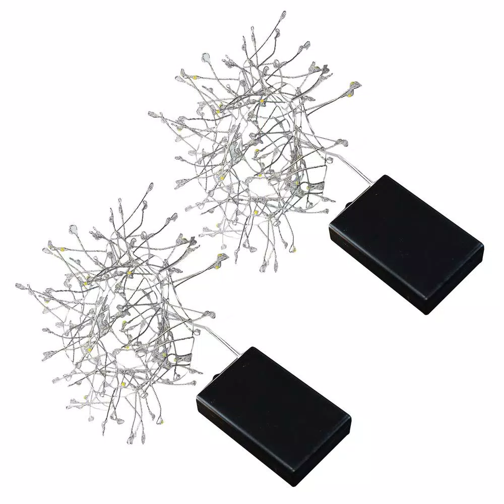 Christmas Lights LUMABASE 5 Ft. 100-Light LED White Firecracker String Lights With Silver Cord (2-Pack) 1 Christmas Lights LUMABASE 5 Ft. 100-Light LED White Firecracker String Lights With Silver Cord (2-Pack)