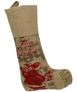 Indoor Christmas Decorations Manor Luxe 0.1 In. H X 20 In. L Jute Saint Nick Christmas Stocking With Printed Burlap Collection
