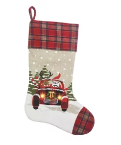 Indoor Christmas Decorations Manor Luxe 0.1 In. H X 20 In. L Polyester Snowy Car By Santa Light Up Christmas Stocking