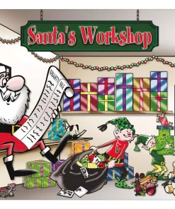 Outdoor Christmas Decorations My Door Decor 7 Ft. X 8 Ft. Santa’s Workshop-Outdoor Holiday 2-Car Split Garage Door Decor Mural For Split Car Garage, 2-Graphic Kit