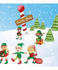 Outdoor Christmas Decorations My Door Decor 7 Ft. X 8 Ft. North Pole Elves-Christmas Garage Door Decor Mural For Split Car Garage -Christmas Tree Decorations Shop my door decor christmas flags 285901xmas 026 1f 1000