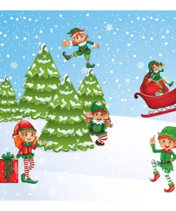 Outdoor Christmas Decorations My Door Decor 7 Ft. X 8 Ft. North Pole Elves-Christmas Garage Door Decor Mural For Split Car Garage