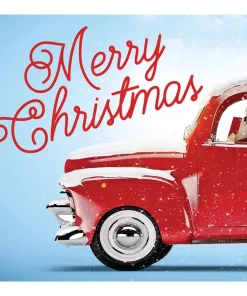 Outdoor Christmas Decorations My Door Decor 7 Ft. X 8 Ft. Red Truck Christmas-Christmas Garage Door Decor Mural For Split Car Garage