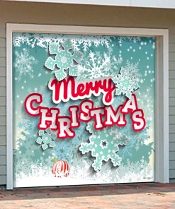 Outdoor Christmas Decorations My Door Decor 7 Ft. X 8 Ft. Merry Christmas Cut Paper Holiday Garage Door Decor Mural For Single Car Garage -Christmas Tree Decorations Shop my door decor christmas flags 285903xmas 001 4f 1000