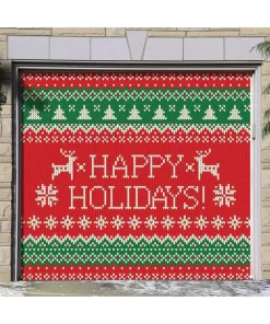 Outdoor Christmas Decorations My Door Decor 7 Ft. X 8 Ft. Ugly Christmas Sweater Happy Holidays-Christmas Garage Door Decor Mural For Single Car Garage -Christmas Tree Decorations Shop my door decor christmas flags 285903xmas 014 4f 1000