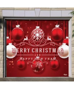 Outdoor Christmas Decorations My Door Decor 7 Ft. X 8 Ft. Red Ornaments-Christmas Garage Door Decor Mural For Single Car Garage -Christmas Tree Decorations Shop my door decor christmas flags 285903xmas 020 4f 1000