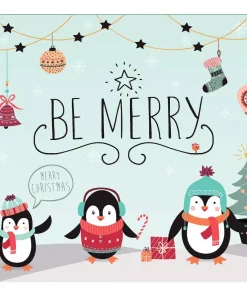 Outdoor Christmas Decorations My Door Decor 7 Ft. X 8 Ft. Merry Penguins-Christmas Garage Door Decor Mural For Single Car Garage