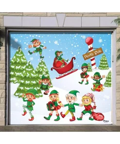 Outdoor Christmas Decorations My Door Decor 7 Ft. X 8 Ft. North Pole Elves-Christmas Garage Door Decor Mural For Single Car Garage 6 Outdoor Christmas Decorations My Door Decor 7 Ft. X 8 Ft. North Pole Elves-Christmas Garage Door Decor Mural For Single Car Garage -Christmas Tree Decorations Shop my door decor christmas flags 285903xmas 026 4f 1000