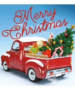 Outdoor Christmas Decorations My Door Decor 7 Ft. X 8 Ft. Red Truck Christmas-Christmas Garage Door Decor Mural For Single Car Garage