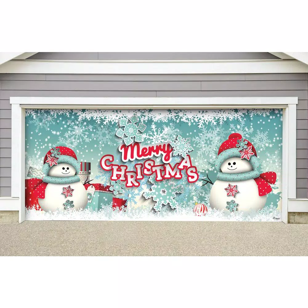 Outdoor Christmas Decorations My Door Decor 7 Ft. X 16 Ft. Snowman Merry Christmas-Outdoor Christmas Holiday Garage Door Banner Decor 2 Outdoor Christmas Decorations My Door Decor 7 Ft. X 16 Ft. Snowman Merry Christmas-Outdoor Christmas Holiday Garage Door Banner Decor - Image 2