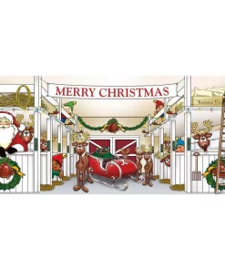 Outdoor Christmas Decorations My Door Decor 7 Ft. X 16 Ft. Huge Santa’s Reindeer Barn Christmas Garage Door Decor Mural For Double Car Garage