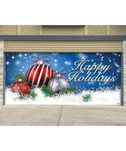 Outdoor Christmas Decorations My Door Decor 7 Ft. X 16 Ft. Red And White Christmas Ornaments On Red Christmas Garage Door Decor Mural For Double Car Garage -Christmas Tree Decorations Shop my door decor christmas flags 285905xmas 011 4f 1000