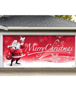 Outdoor Christmas Decorations My Door Decor 7 Ft. X 16 Ft. Santa’s Merry Christmas Garage Door Decor Mural For Double Car Garage -Christmas Tree Decorations Shop my door decor christmas flags 285905xmas 012 4f 1000