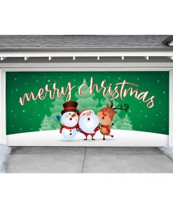 Outdoor Christmas Decorations My Door Decor 7 Ft. X 16 Ft. Christmas Characters Merry Christmas-Christmas Garage Door Decor Mural For Double Car Garage -Christmas Tree Decorations Shop my door decor christmas flags 285905xmas 016 4f 1000