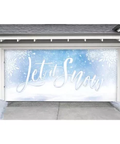 Outdoor Christmas Decorations My Door Decor 7 Ft. X 16 Ft. Let It Snow-Christmas Garage Door Decor Mural For Double Car Garage -Christmas Tree Decorations Shop my door decor christmas flags 285905xmas 027 4f 1000