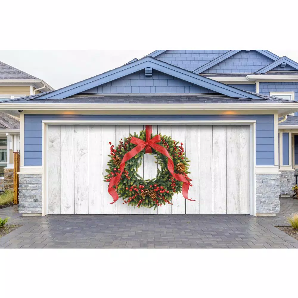 Outdoor Christmas Decorations My Door Decor 7 Ft. X 16 Ft. Christmas Wreath-Christmas Garage Door Decor Mural For Double Car Garage 3 Outdoor Christmas Decorations My Door Decor 7 Ft. X 16 Ft. Christmas Wreath-Christmas Garage Door Decor Mural For Double Car Garage - Image 3