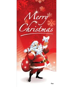 Outdoor Christmas Decorations My Door Decor 36 In. X 80 In. Santa’s Merry Christmas-Christmas Front Door Decor Mural