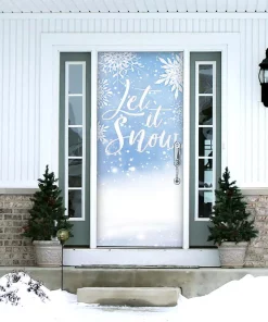 Outdoor Christmas Decorations My Door Decor 36 In. X 80 In. Let It Snow-Christmas Front Door Decor Mural -Christmas Tree Decorations Shop my door decor christmas flags 285906xmas 014 4f 1000
