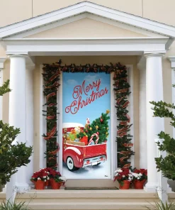 Outdoor Christmas Decorations My Door Decor 36 In. X 80 In. Red Truck Christmas-Christmas Front Door Decor Mural -Christmas Tree Decorations Shop my door decor christmas flags 285906xmas 015 4f 1000