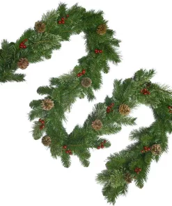 Christmas Greenery National Tree Company 9 Ft. Unlit Cashmere Artificial Garland With Pinecones And Red Berries