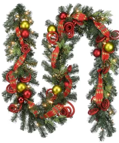 Christmas Greenery National Tree Company 9 Ft. Decorative Collection Ornament Artificial Christmas Garland With Clear Lights