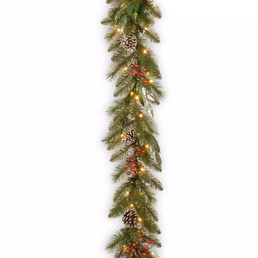 Christmas Greenery National Tree Company 9 Ft. X 12 In. Frosted Pine Berry Collection Garlands With Cones, Red Berries, Silver Glittered Eucalyptus Leaves 1 Christmas Greenery National Tree Company 9 Ft. X 12 In. Frosted Pine Berry Collection Garlands With Cones, Red Berries, Silver Glittered Eucalyptus Leaves