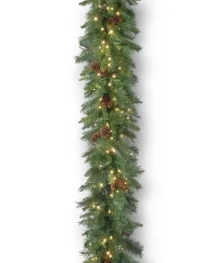 Christmas Greenery National Tree Company 9 Ft. Garwood Spruce Garland With Warm White LED Lights