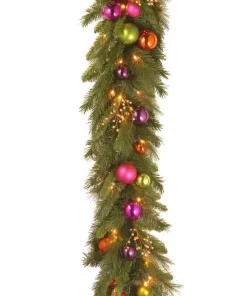 Christmas Greenery National Tree Company 6 Ft. X 16 In. Kaleidoscope Garland With 50 Warm White LED Battery Operated Lights