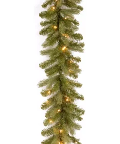 Christmas Greenery National Tree Company 9 Ft. Downswept Douglas Garland With Warm White LED Lights