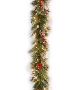 Christmas Greenery National Tree Company 9 Ft. Wintry Berry Garland With Clear Lights