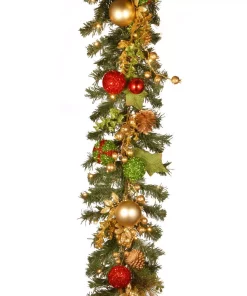 Christmas Greenery National Tree Company 30 In. Decorated Christmas Wreath With Battery Operated LED Lights