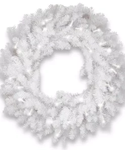 Christmas Greenery National Tree Company 30 In. Dunhill White Fir Wreath With Clear Lights