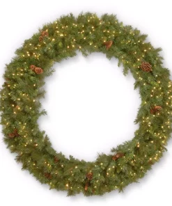 Christmas Greenery National Tree Company 96 In. Garwood Spruce Wreath With Warm White LED Lights