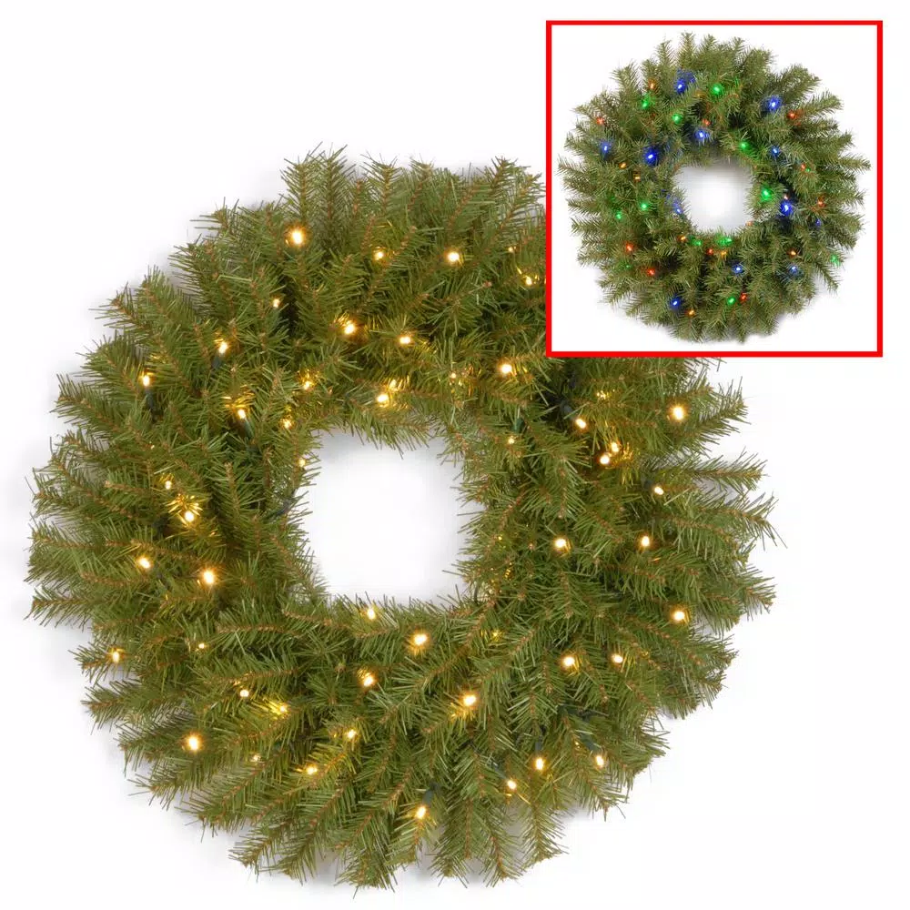 Christmas Greenery National Tree Company 24″ Norwood Fir Wreath With Battery Operated Dual Color LED Lights 1 Christmas Greenery National Tree Company 24″ Norwood Fir Wreath With Battery Operated Dual Color LED Lights