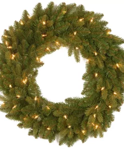 Christmas Greenery National Tree Company 24 In. Avalon Spruce Artificial Wreath With Clear Lights