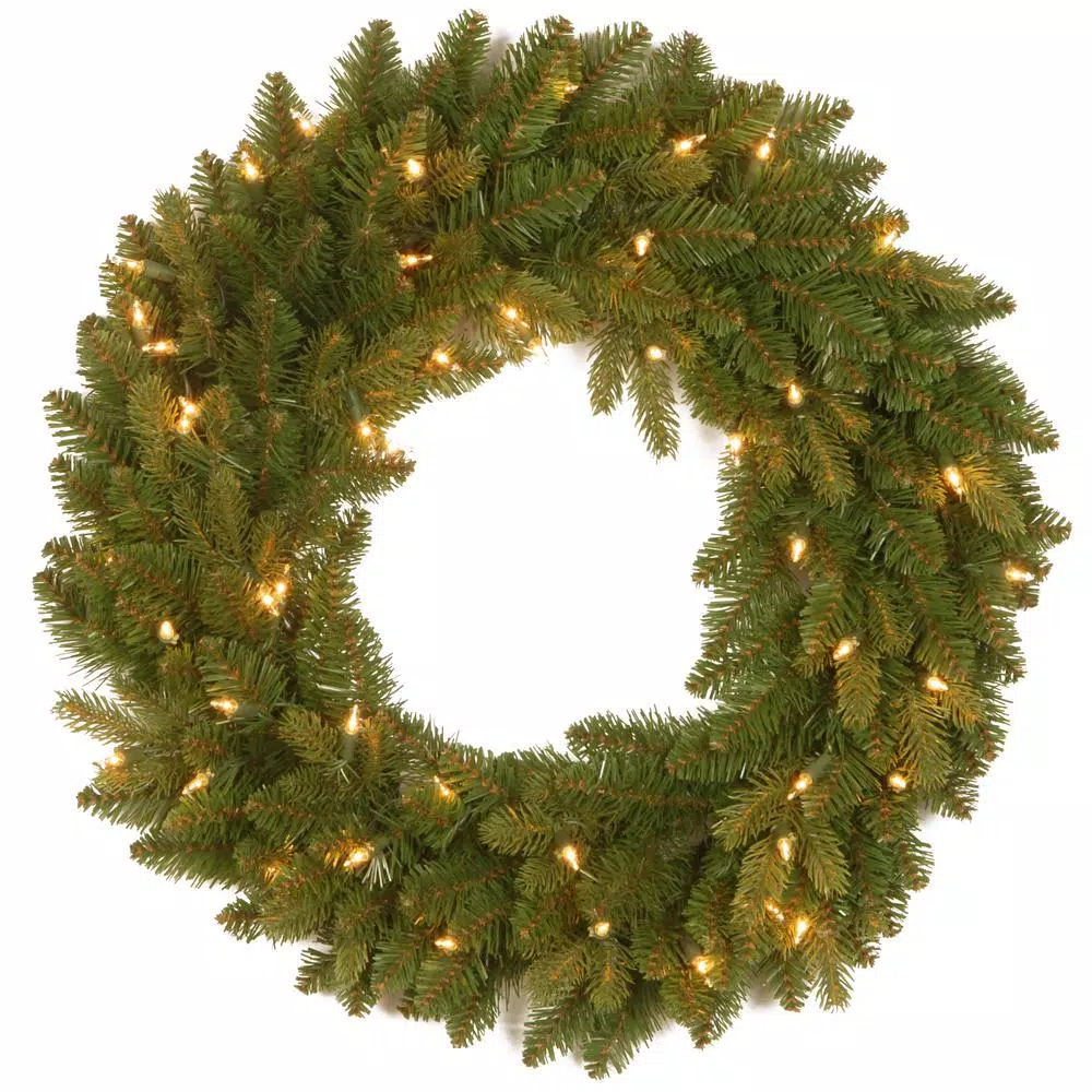 Christmas Greenery National Tree Company 24 In. Avalon Spruce Artificial Wreath With Clear Lights 1 Christmas Greenery National Tree Company 24 In. Avalon Spruce Artificial Wreath With Clear Lights