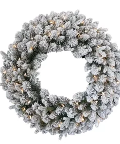 Christmas Greenery National Tree Company 24 In. Feel Real Iceland Fir Wreath With 50-Warm White Battery Operated LED Lights
