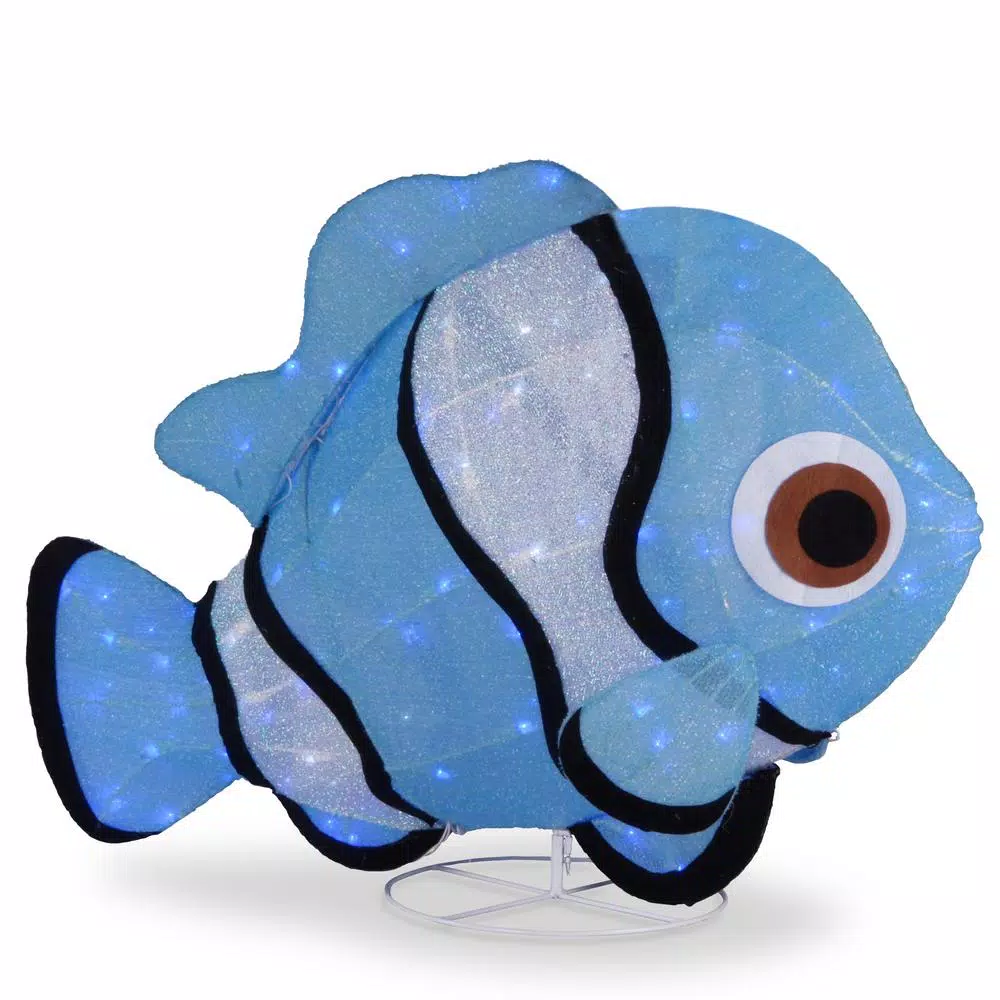 Outdoor Christmas Decorations National Tree Company 38 In. Tinsel Fabric Blue Fish With Cool White LED 1 Outdoor Christmas Decorations National Tree Company 38 In. Tinsel Fabric Blue Fish With Cool White LED