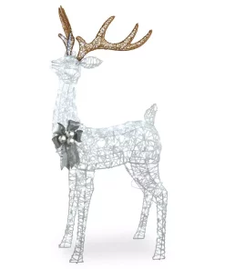 Outdoor Christmas Decorations National Tree Company 65 In. Glittered Standing Buck With 200 Cool White Twinkling LED Lights