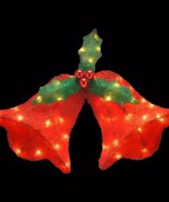 Outdoor Christmas Decorations National Tree Company Pre-Lit 12 In. Sisal Bells With Holly