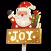 Outdoor Christmas Decorations National Tree Company Pre-Lit 35 In. Santa With JOY Sign