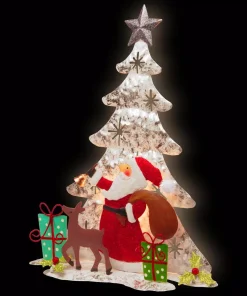Outdoor Christmas Decorations National Tree Company 16 In. Lighted Tree Santa Scene