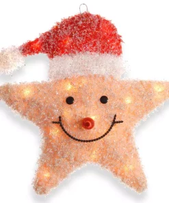 Outdoor Christmas Decorations National Tree Company Pre-Lit 18 In. Smiling Yellow Star