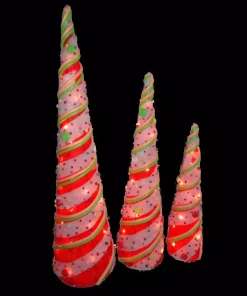 Outdoor Christmas Decorations National Tree Company Pre-Lit Sisal Cone Assortment (3-Piece)