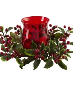 Indoor Christmas Decorations Nearly Natural 6.5 In. Holly Berry Candelabrum