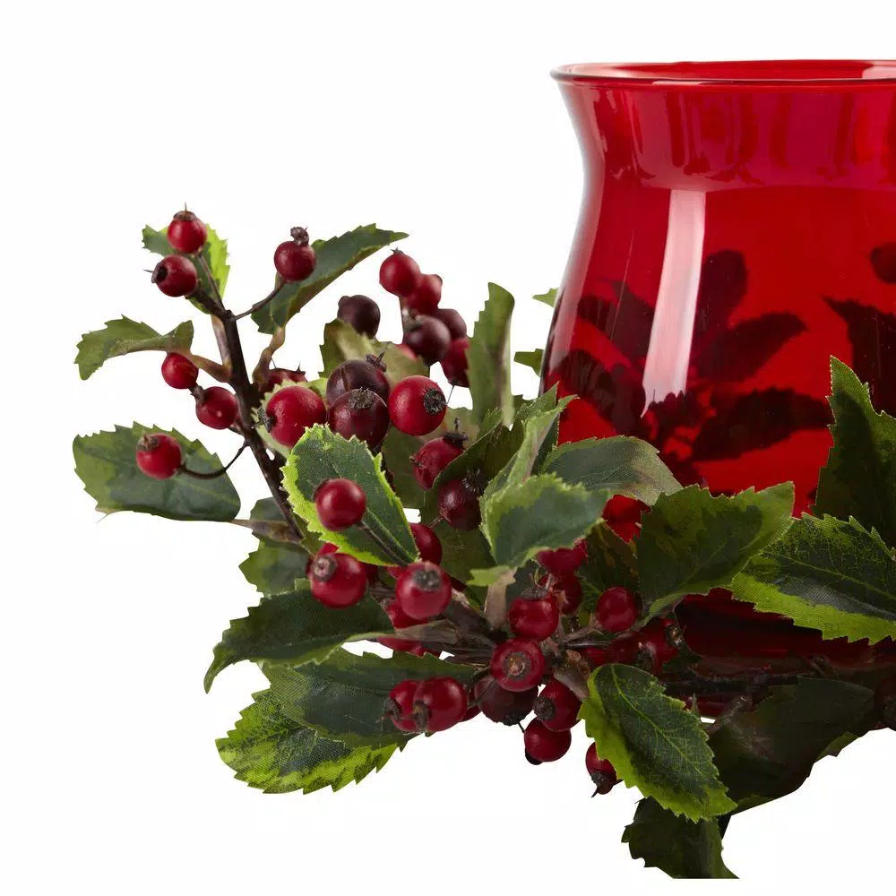 Indoor Christmas Decorations Nearly Natural 6.5 In. Holly Berry Candelabrum 2 Indoor Christmas Decorations Nearly Natural 6.5 In. Holly Berry Candelabrum - Image 2