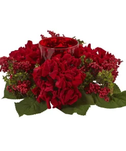 Indoor Christmas Decorations Nearly Natural 6 In. Hydrangea And Berry Candelabrum