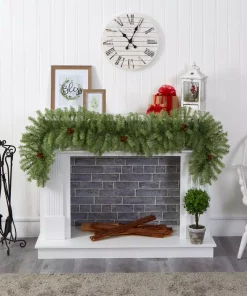 Christmas Greenery Nearly Natural 6 Ft. Pre-Lit Christmas Pine Artificial Garland With 50 Warm White LED Lights And Pine Cones 8 Christmas Greenery Nearly Natural 6 Ft. Pre-Lit Christmas Pine Artificial Garland With 50 Warm White LED Lights And Pine Cones -Christmas Tree Decorations Shop nearly natural christmas garland 4465 1f 1000